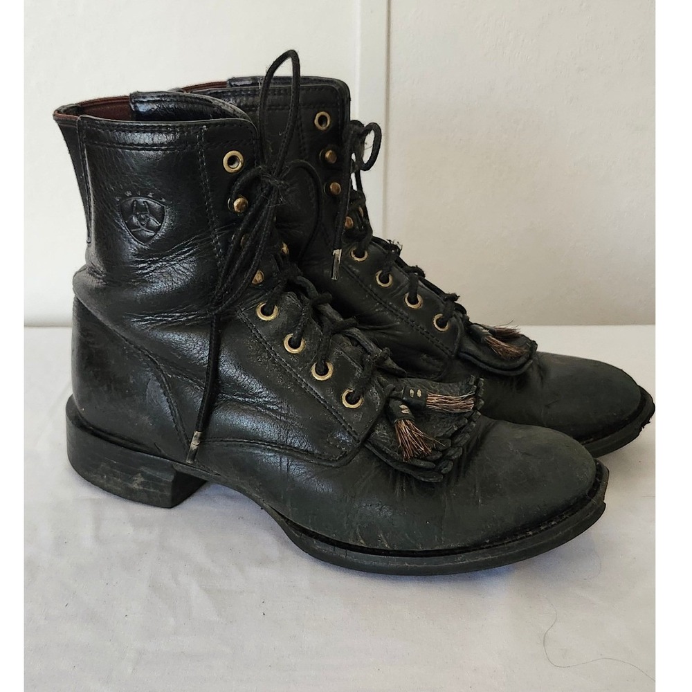 Ariat Womens Heritage Lacer Black Leather Western Paddock Boots Size 6